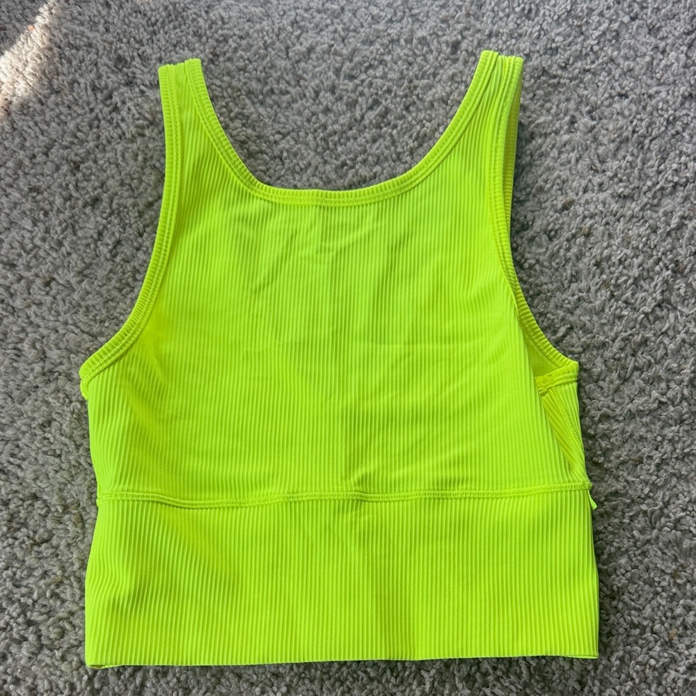 Lululemon Power Pivot Ribbed Tank in highlighter yellow
